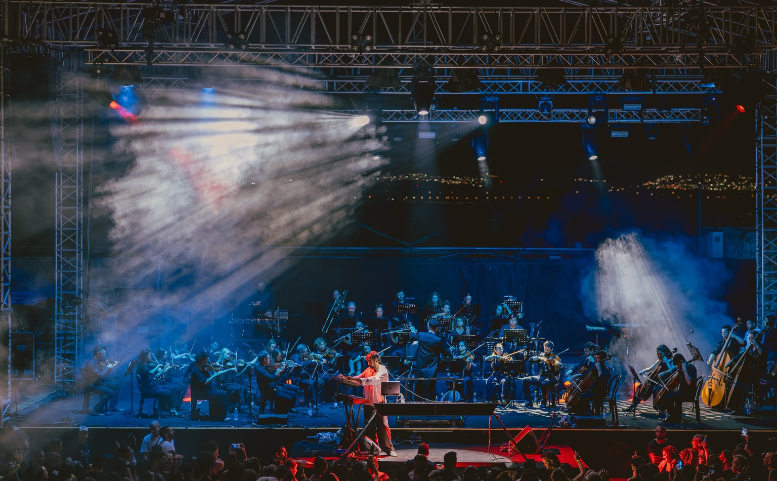Freedom Fighters performing live with Crochestra, orchestra and audience on stage